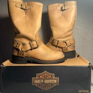 Vintage rare Tan leather Harley Davidson boots SIZE 6 WOMAN